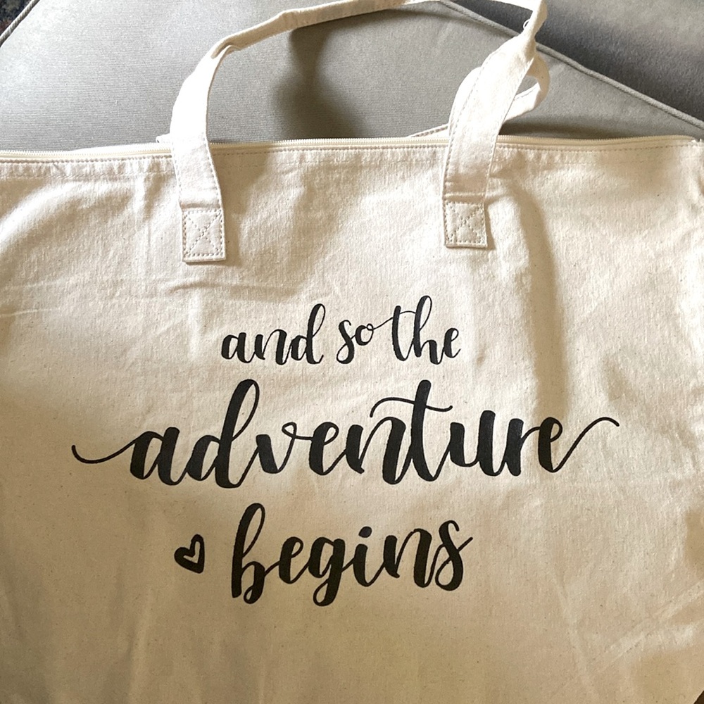 Canvas tot bag, zippered, NEW 19x15 inches,inner pouch